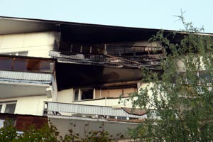 Последствия пожара в корпусе 160. Фото: А. Солин