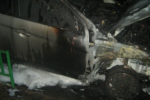 Сгоревший Mitsubishi. Фото: МЧС Зеленограда