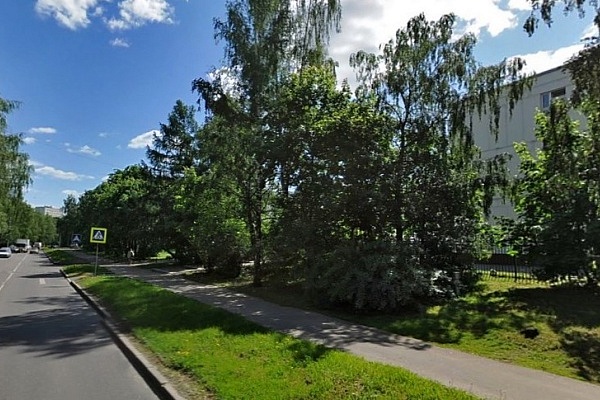 Участок Березовой аллеи возле зданий школы №1353. Фрагмент панорамы с сервиса Яндекс.Карты