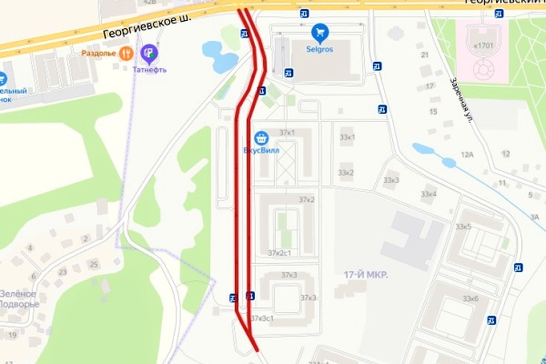 Схема участка с запрещенной парковкой. Фрагмент карты с сервиса Яндекс.Карты