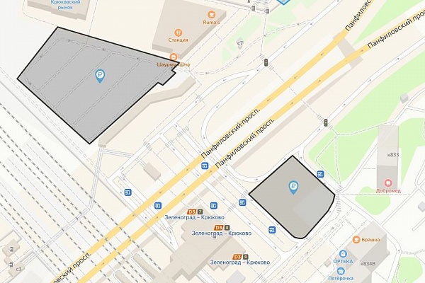 Схема расположения перехватывающих парковок у станции Крюково