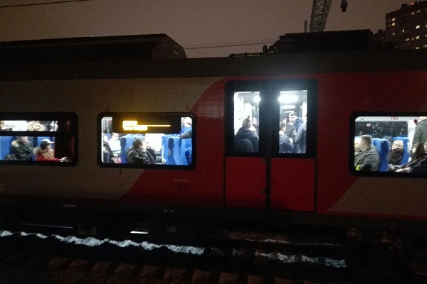 Задержавшийся поезд «Ласточка» на станции Химки. Фото предоставила Анна Васильева