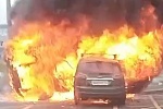 Два автомобиля сгорели в результате ДТП в Северной промзоне