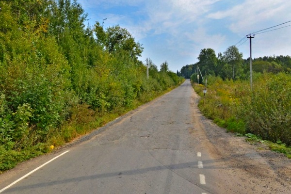 Участок будущей дороги в деревне Хоругвино. Фрагмент панорамы с сервиса Яндекс.Карты