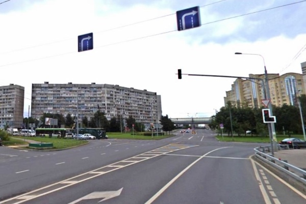 Перекресток Панфиловского проспекта, улицы Гоголя и Солнечной аллеи. Фрагмент панорамы с сервиса Атлас Москвы